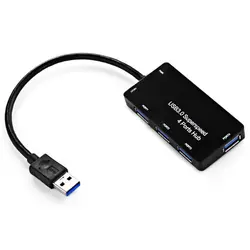 4 порты черный/белый USB 3,0 концентратор переходник разветвитель Высокое скорость 5 Гбит/с для портативных ПК адаптер концентратор