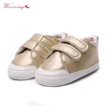 

WEIXINBUY Baby Boy Girl Shoes Spring&Autumn Solid Patch PU Leather Hook Loop First Walker Baby 0-18M