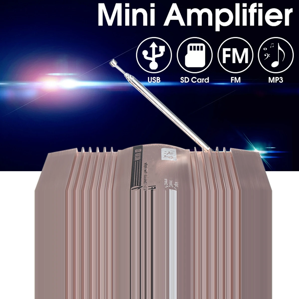 

Audew Mini 600W Hi-Fi 2 CH Car Stereo Audio Power Amplifier USB SD FM Car Auto Motorcycle Stereo Amplifier Car Amplifier System