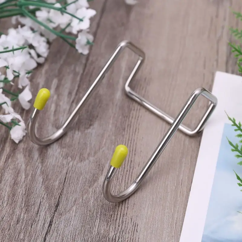 

4pcs Over Cabinet Door Hanger Hanging Hooks Stainless Steel Utensil Kitchen Clothes Bag Towel Coat Holder