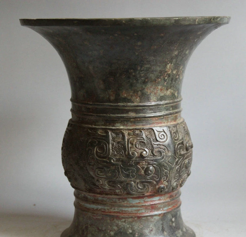 10&quot Ancient Chinese Dynasty palace Bronze circular vessel flower Bottle Vase Q | Дом и сад