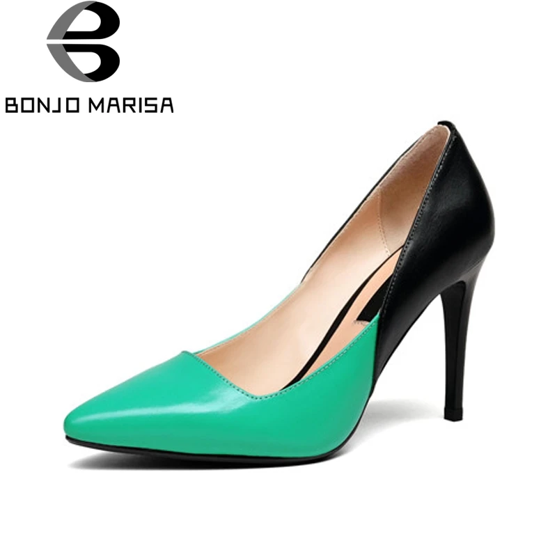 

BONJOMARISA Women's 2018 Candy Color Party Wedding Office Shoes Woman High Heels Pointed Toe Pumps 2018 Size 34-39