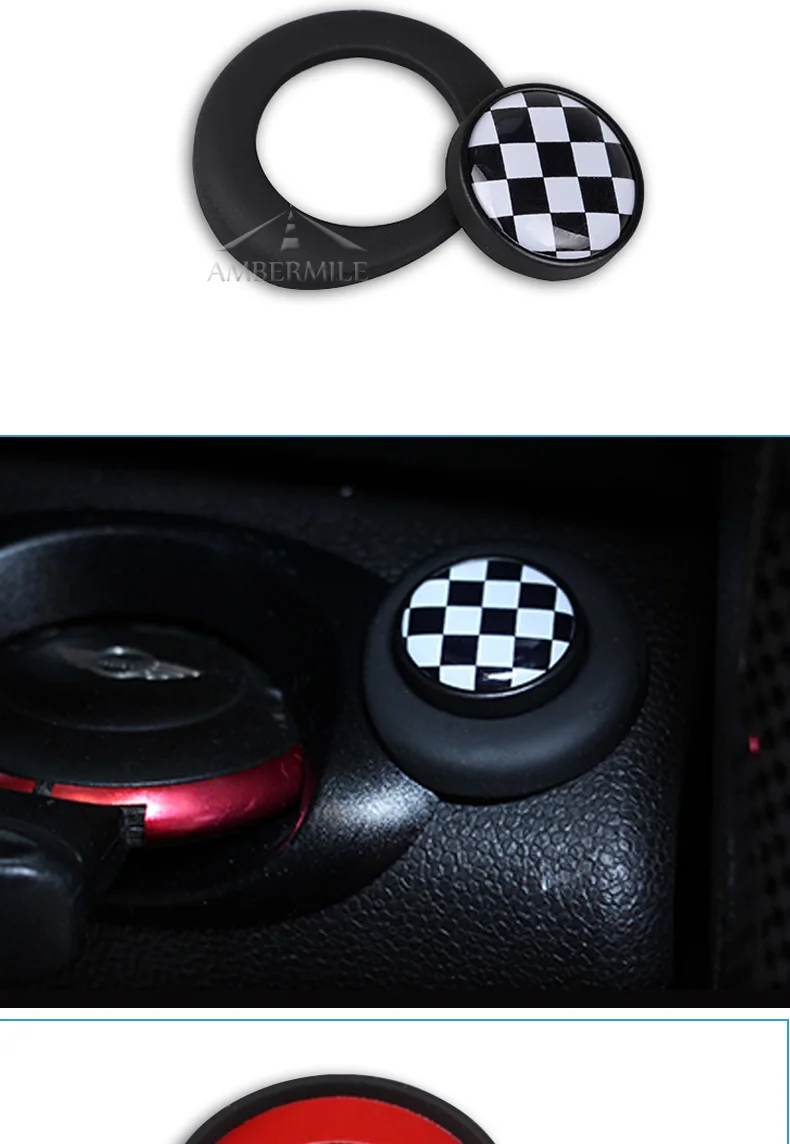 Car Ignition Engine Start Button Cover Stickers Black for Mini Cooper R50 R53 R55 R56 R57 R58 R59 R60 R61 Car Styling (5)