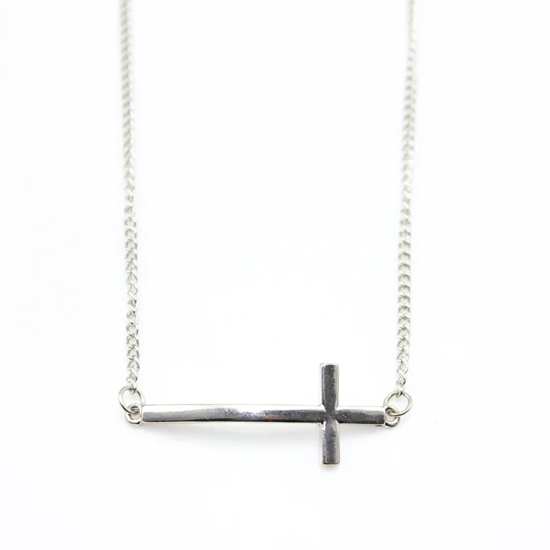 New Fashion Sideway Cross Necklace Women Chain Jewelry Gold Silver 