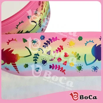 

Shipping free75mm (3 inch) wholesale heat transfer unicorn holographic ribbon with custom accept ,100yard