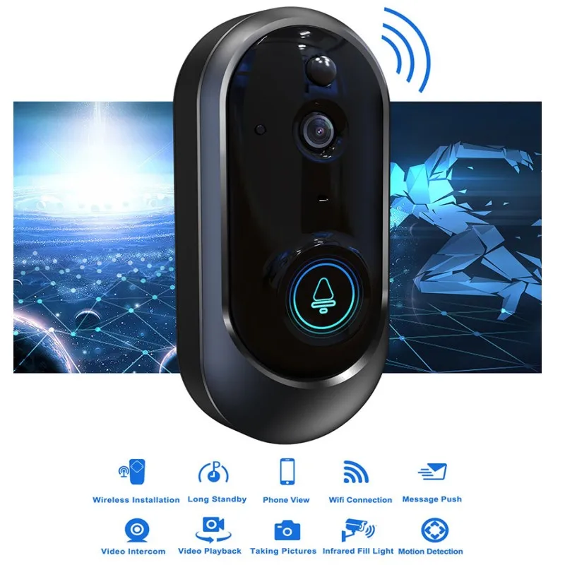 M108 беспроводная Wifi видеокамера на дверной Звонок Ip Кольцо Дверной звонок двухстороннее аудио приложение управление питание от