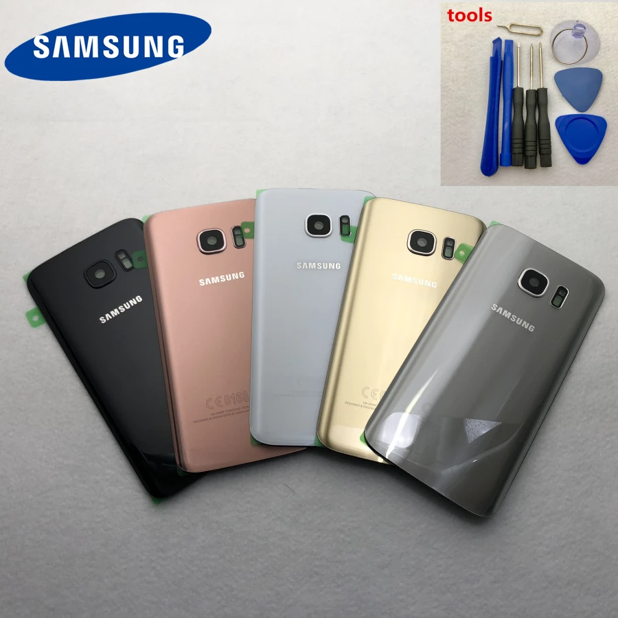 Задняя крышка из стекла батареи для Samsung Galaxy S7 G930 G930F G930FD Крышка корпуса задней