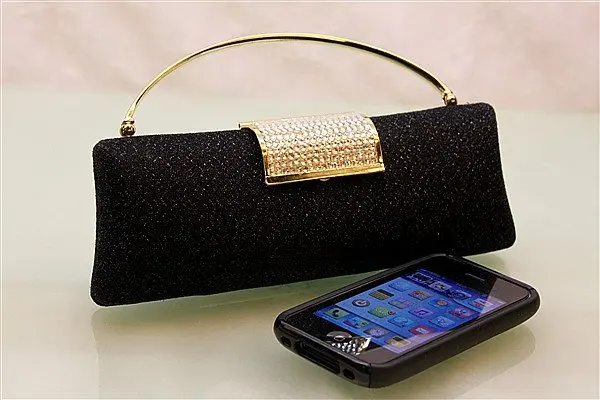Black Shiny Crystal Party Bag Handcraft Dress Clutch Purse Bride Black Shiny Crystal Party Bag Handcraft Dress Clutch Purse Bride Wedding