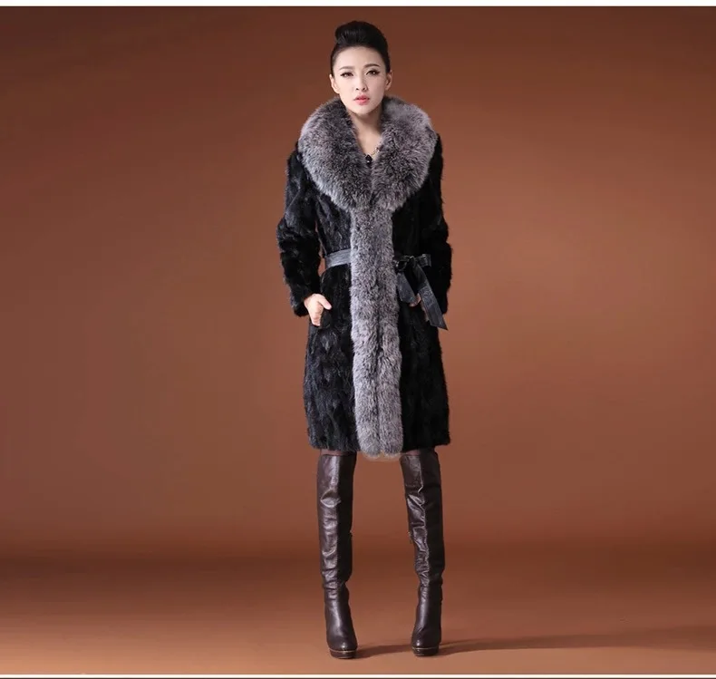 Chaud Lapin Femmes Vestes Black Femme Faux D'hiver J1401 Col Occasionnel Manteaux Section De Femelle Fourrure Grand 3xl Longue Vison S fnWqpZf