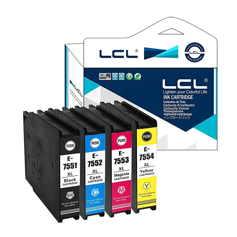 

LCL T7551 T7541 T7561 T7552 T7562 T7553 T7563 T7554 T7564 (4-Pack) Ink Cartridge Compatible for Epson Workforce Pro WF-8090DW