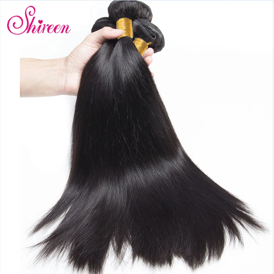 Ширин бразильской прямые волосы 4 Связки 100% человеческих Инструменты для завивки волос натуральный Цвет Волосы remy 8-30 дюйм(ов) упругий и