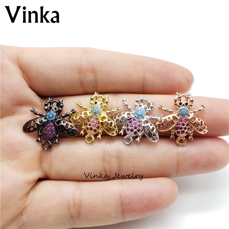 10 шт./лот Micro Pave Цирконий насекомое пчела браслет Femme слайдер цепи микс Цвет