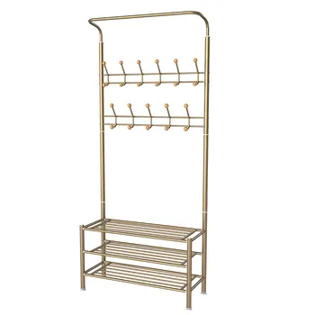 

OUNONA Multi-purpose 2 in 1 Clothes Coat Stand and Shoe Rack for Coat Umbrella Hat Bags