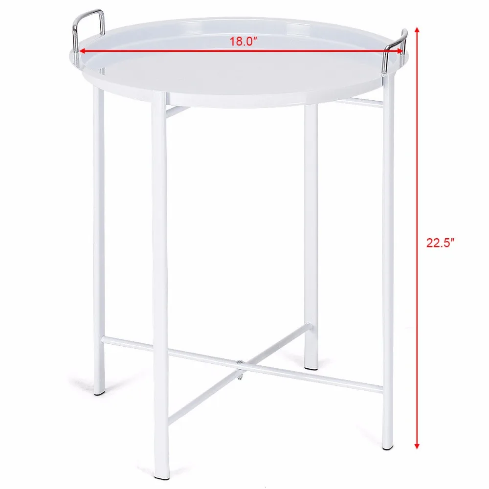 Giantex Metal Tray Table Round End Table Sofa Side Table Living Room Bedroom White Home Furniture HW58502WH Giantex Metal Tray Table Round End Table Sofa Side Table Living Room Bedroom White Home Furniture HW58502WH