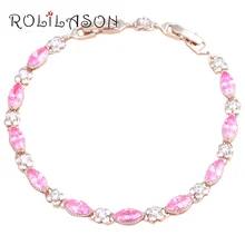 ROLILASON Романтический браслет для подруги Фантастические Розовый Кристалл Серебряный Браслеты оптом и в розницу ювелирные изделия TB757