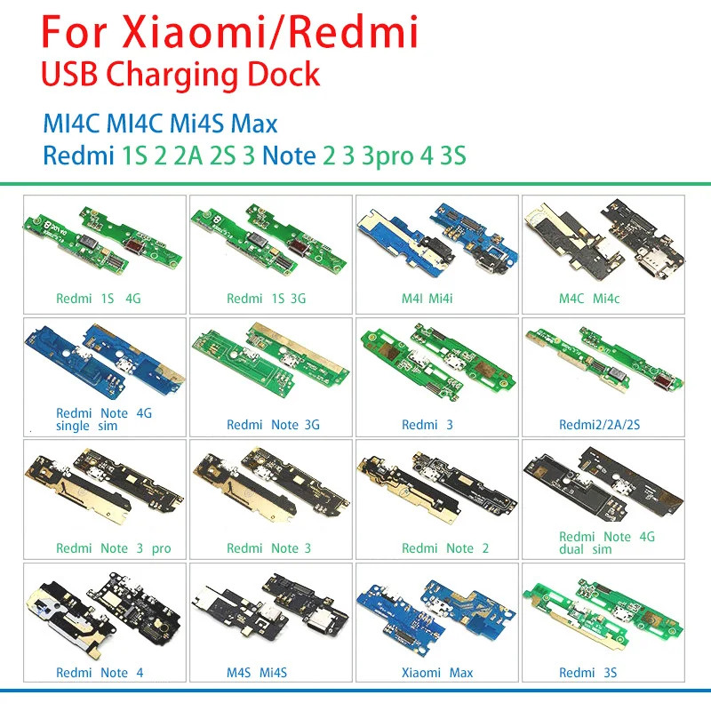 

5pcs/lot New USB Charging Charger Board For Xiaomi MI4C MI4C Mi4S Max Redmi 1S 2 2A 2S 3 Note 2 Note3 3pro 4 3S Replacement