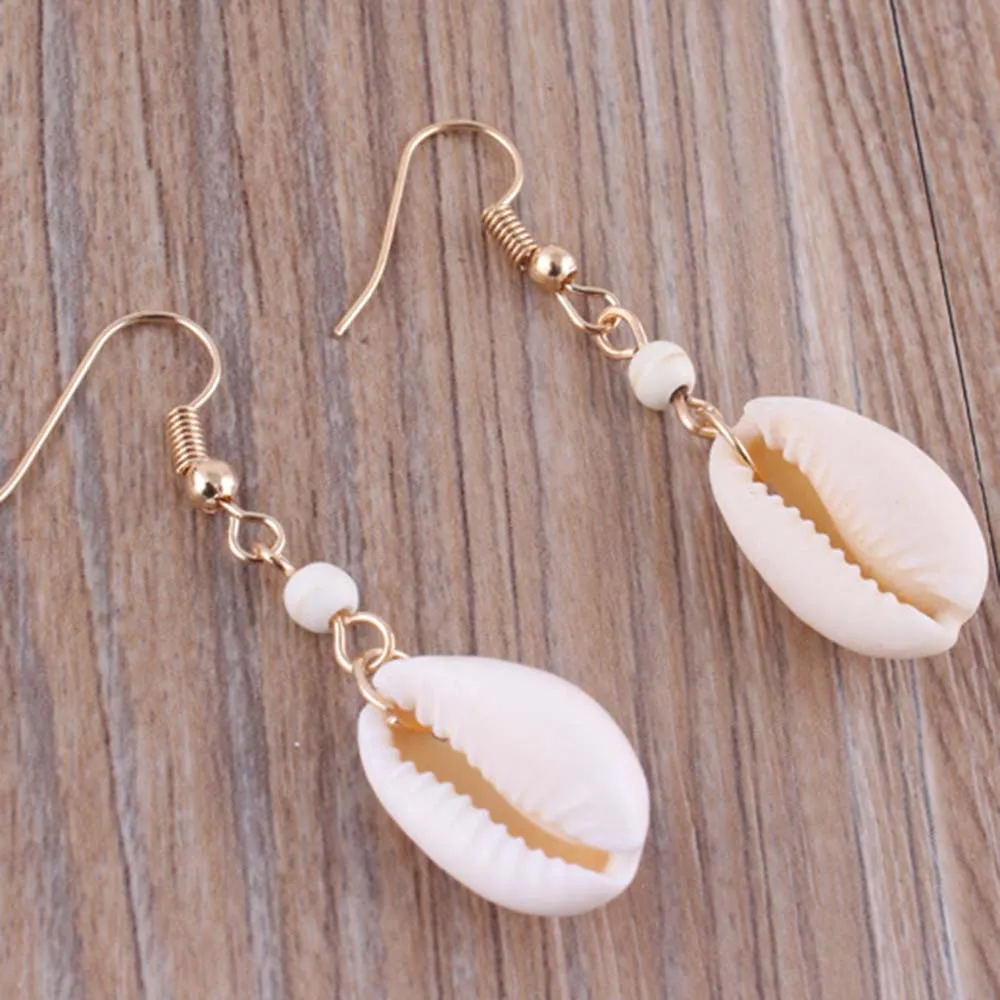 

Bohemian Shell Earrings Women 2019 Hanging Earring Dangle Drop Gold Color Vintage Ethnic Indian Jewelry Pendiente Korean DBE099