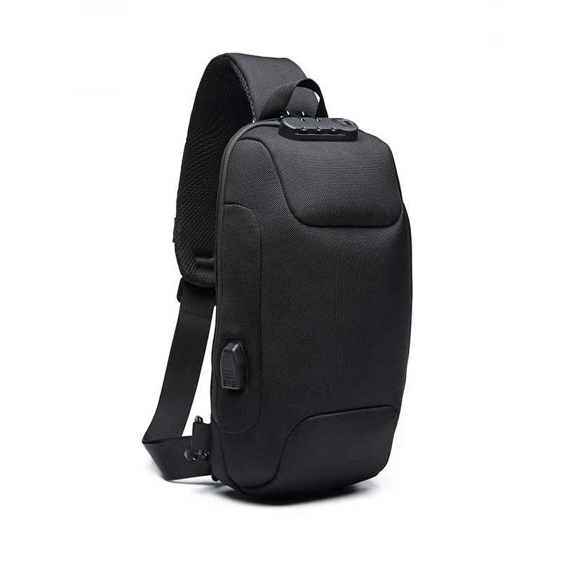  Sling Waterproof Reflective Men Chest Bags Anti Theft lock USB Charging Interface Male Shoulder Mes - 32968773253