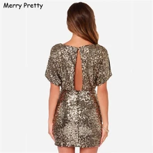 2017 Vestido New European Style Metallic Sequined Dress Slim Sexy Hip Package Nightclub Women Slit Backless Dresses Female S-2XL