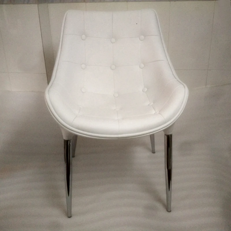 Белый Искусственная кожа обеденный стул гостиная металлическая нога Досуг стул