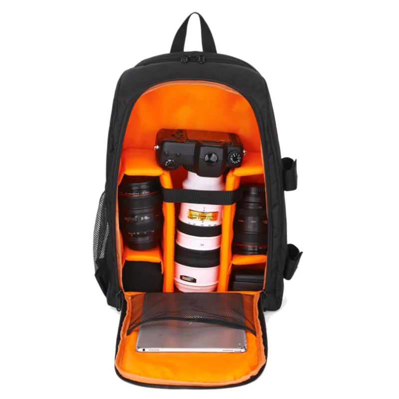 Водонепроницаемый функциональные DSLR рюкзак камера видео сумка w/дождевик SLR штатив чехол PE мягкий для фотографа Canon Nikon - Цвет: Orange