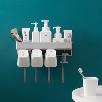 

Creative Toothbrush Holders with Tooth Cups for 2Person 3Person 4Person Nordic Style Simple Design Bathroom Storage Organizer