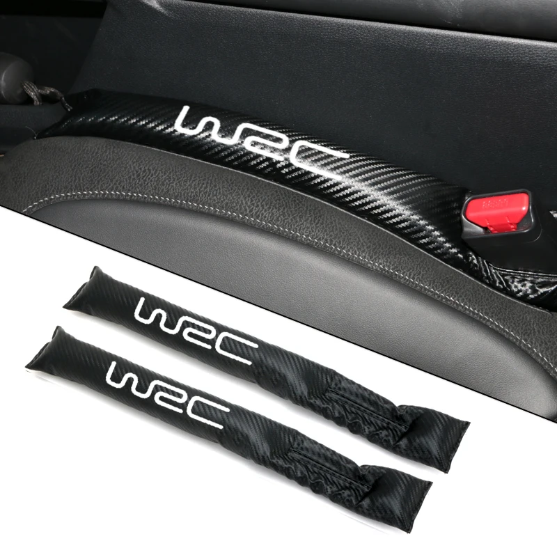 2pcs Carbon fiber Leather Fillers Spacer Filler Slot Plug Car Seat Gap