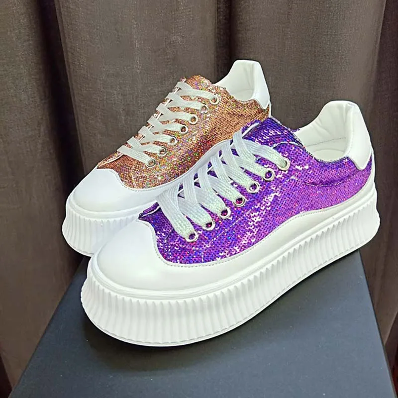 Non Noires Décontracté Black Mode Chaussures Plat Sneakers Printemps purple pink Femme Automne Femmes 2019 white Bling Sport candycolor forme Blanches Plate slip De Pour Dames silvery Yyb7f6gv