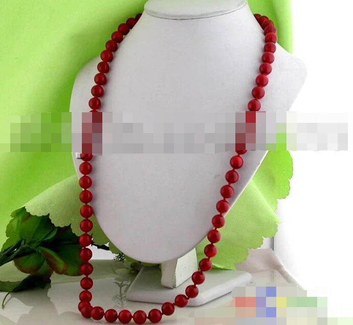 

1115 nature round red coral bead necklace