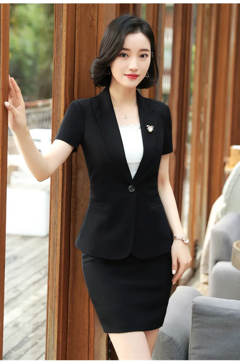 Новая модная черная Полосатая юбка, костюмы, деловой офисный женский тонкий пиджак и юбка с длинными рукавами, большие размеры, деловая одежда