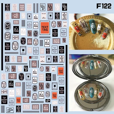 Самоклеющиеся наклейки для ногтей, серия F, 12*7,5 см, наклейки для ногтей с цветами, наклейки для дизайна ногтей, украшения для маникюра - Цвет: F122