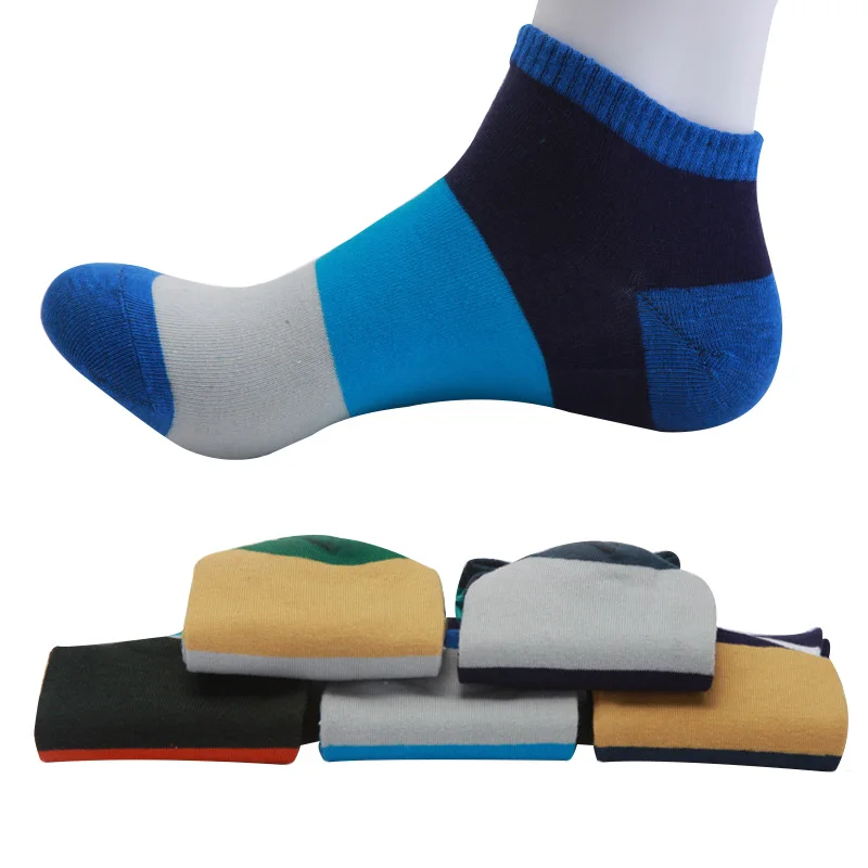 

5 Pairs Men Socks Personality Colorful Patchwork Funny Sock Great For Summer Absorb Sweat Breathable Cotton Ankle Sock calcetine