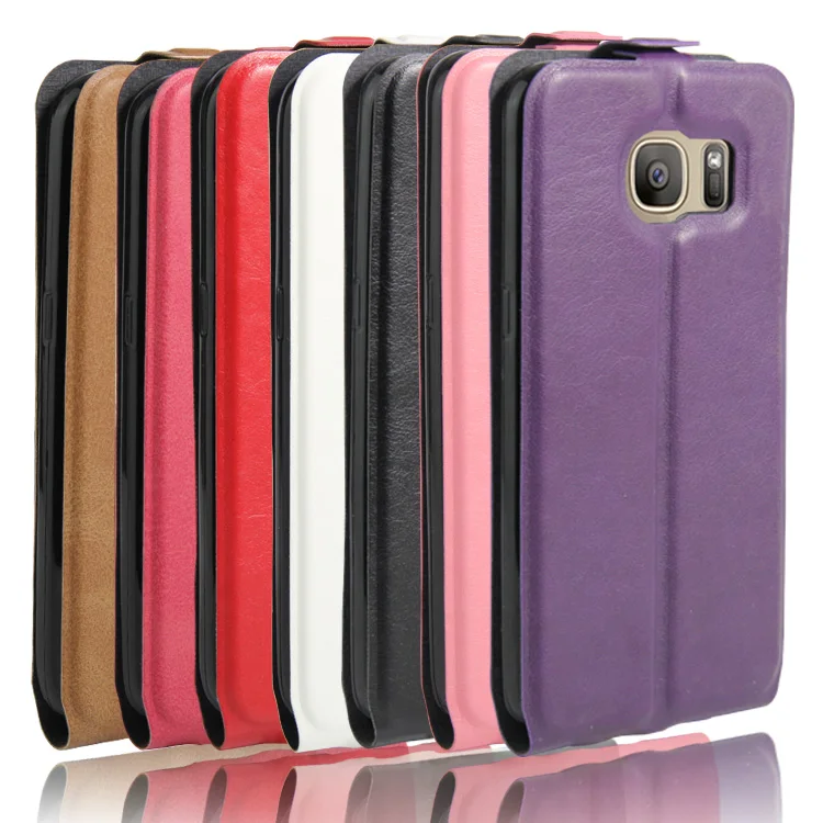10PCS/Lot New 2016 Fashion Real Genuine Leather Vertical Flip Case for Samsung S7 edge Magnetic Simplicity Phone Cover |