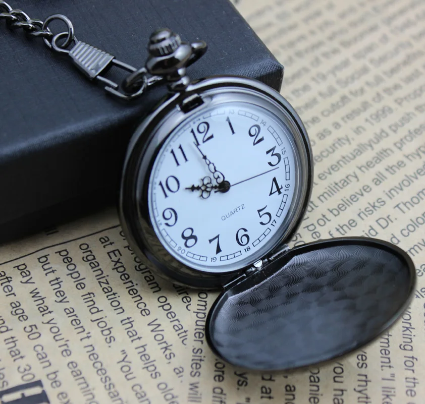 

wolfram steel black/sliver/ Bronze color Dia 4.5cm Plain Chrome Pocket Watch with gift box packing