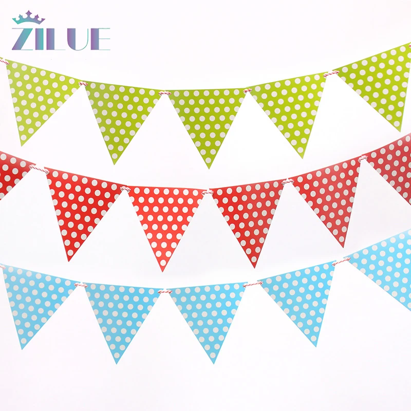 Details about  / AEX Big Polka Dot Flag Shaped 8ft Long Bunting Party Decorations Banner Purple