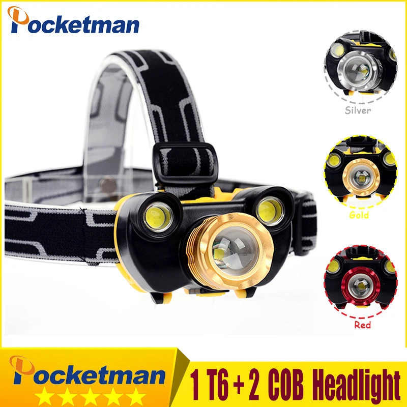 

12000lm rechargeable led headlamp XM-L T6 + 2*COB flashlight torch xml t6 head lamp waterproof lights headlight z50