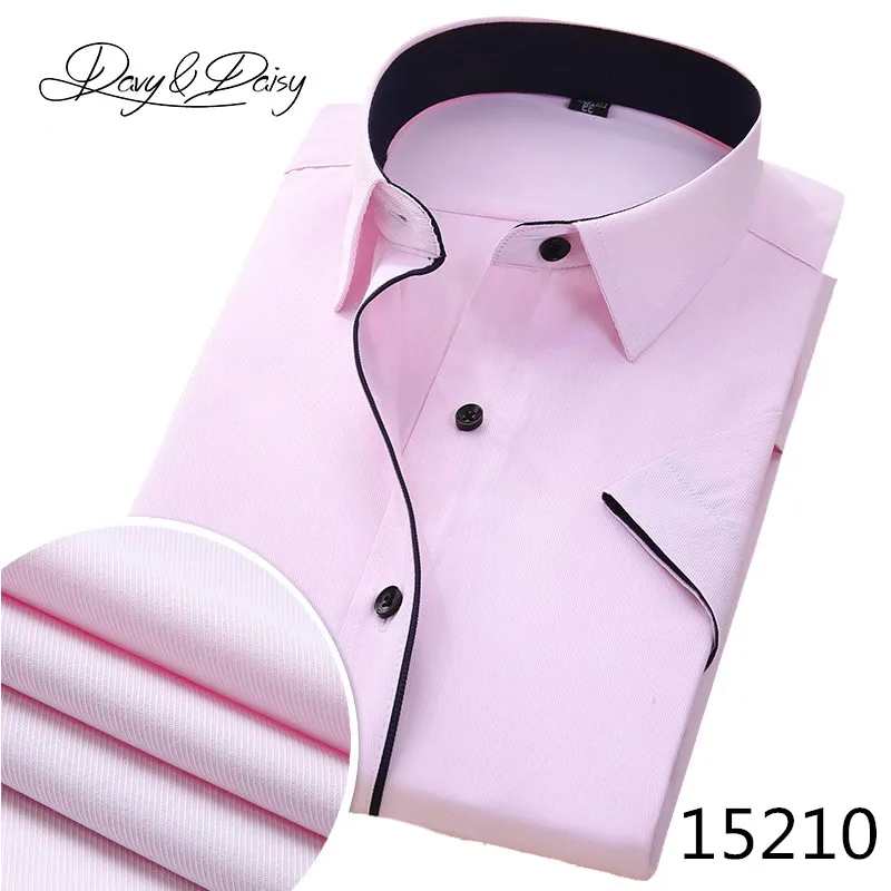 DAVYDAISY, высокое качество, Social, рубашка для мужчин, Бизнес Стиль, облегающая, короткий рукав, одноцветная, саржевая, рубашки, мужские, летние, Camisa DS-155 - Цвет: 15210