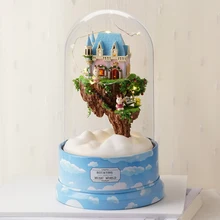 Милая комната миниатюрный DIY кукольный домик с 3D мебели деревянный кукольный дом подарок на день рождения для детей С Пылезащитным покрытием музыка B028# E