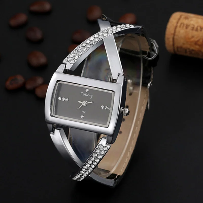 

relogio feminino 2019 New Luxury Brand Gogoey Women Watch Unique Fashion Designer Rectangular Dial Crystal Quartz Watches Clock