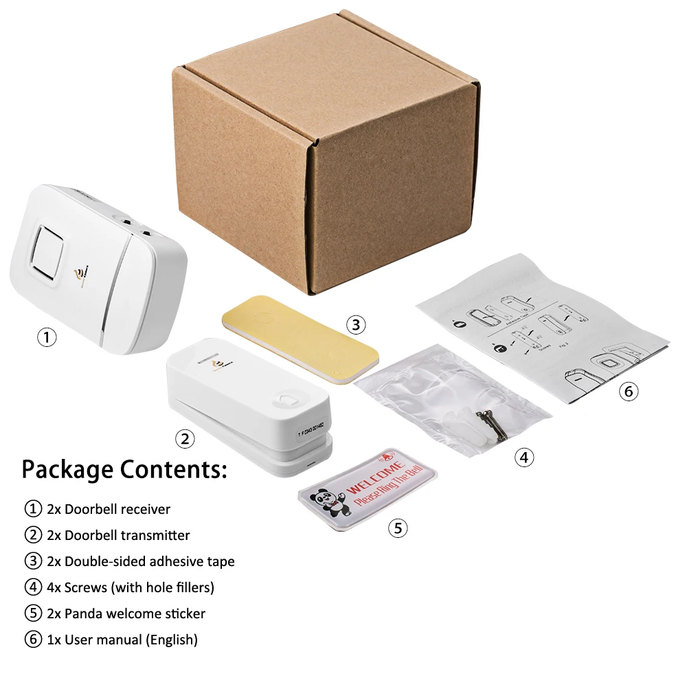 Wireless Doorbell Door Bell Chime Kit,Self-Powered,Waterproof, 2 Transmitters Bell-Push Buttons + 2 Plug-in Receivers Wireless Doorbell Door Bell Chime Kit,Self-Powered,Waterproof, 2 Transmitters Bell-Push Buttons + 2 Plug-in Receivers