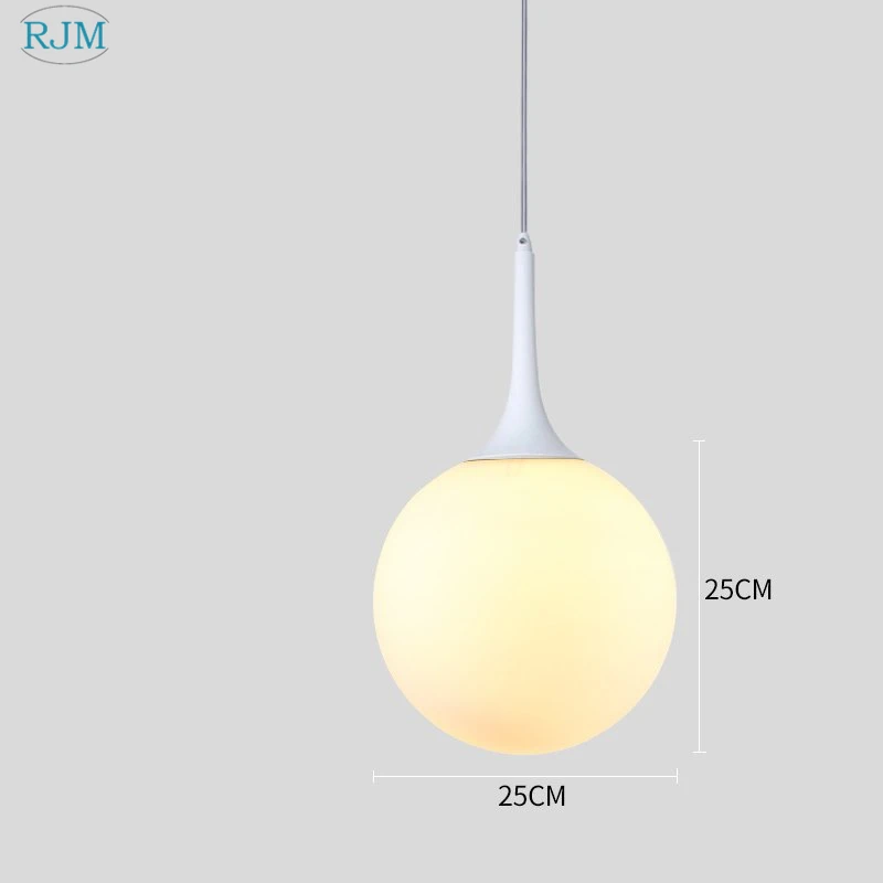 Современный минималистичный стеклянный Сферический подвесной светильник творческая личность скандинавский подвесной светильник для ресторана гостиной спальни освещение - Цвет корпуса: White Dia25cm