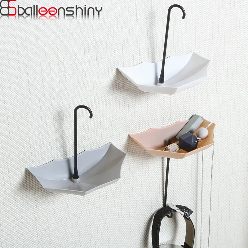 

BalleenShiny 3PCS Cute Umbrella Small Storage Hook Free - Nail Door Key Frame Kitchen Bathroom Decoration Seamless Glue Hooks