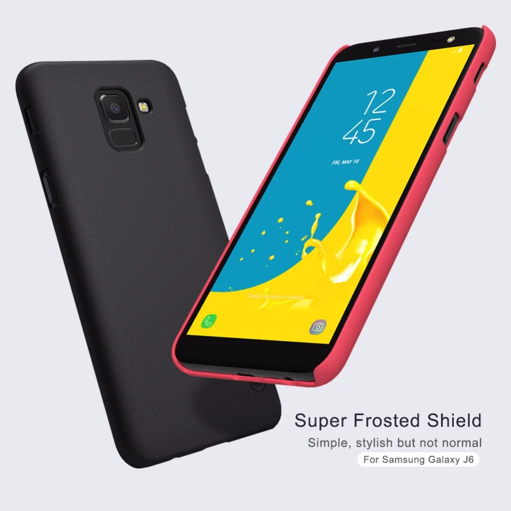 

For Samsung Galaxy J6 case cover NILLKIN Super Frosted Shield Hard Back Cover case With screen protector For Galaxy J6 Cover
