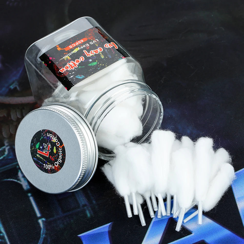 60pcs Lvs Easy Cotton Smoking DIY 100 Organic Cotton for RDA/ RTDA