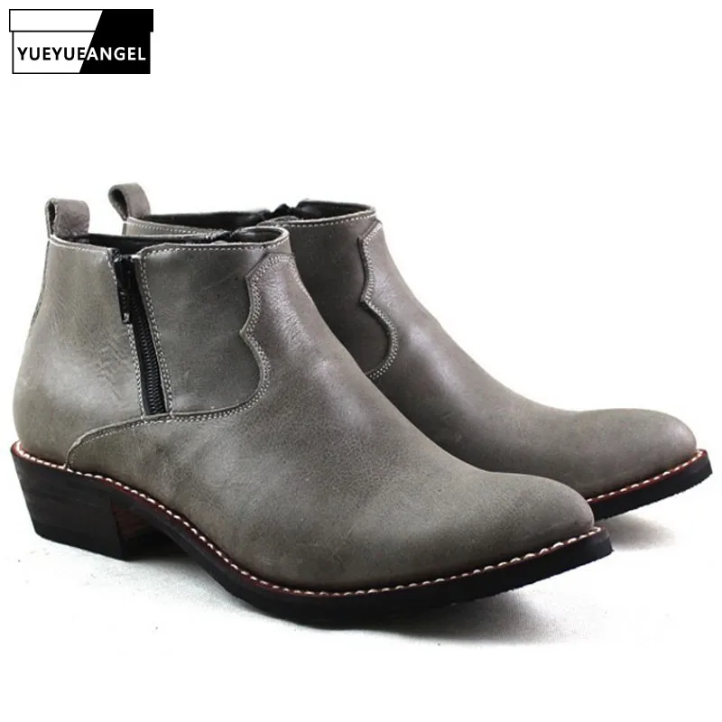 mens ankle cowboy boots with zipper