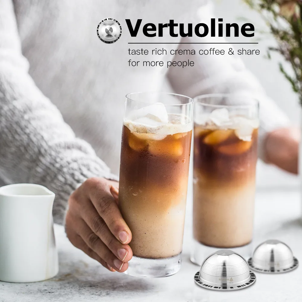 Большие фильтры для кофе для Nespresso Vertuoline GCA1 & Delonghi ENV135 из нержавеющей стали многоразовая капсула для кофе Pod тамперная ложка