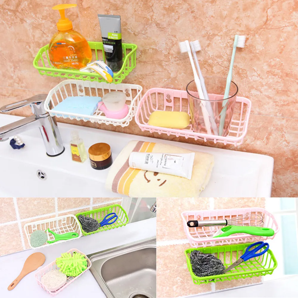 

Double Suction Cup Shelf Kitchen Bathroom Drain Basket Rack Sponge Towel Soap Storage Basket Cosmetic Organizer Storage Rack #18