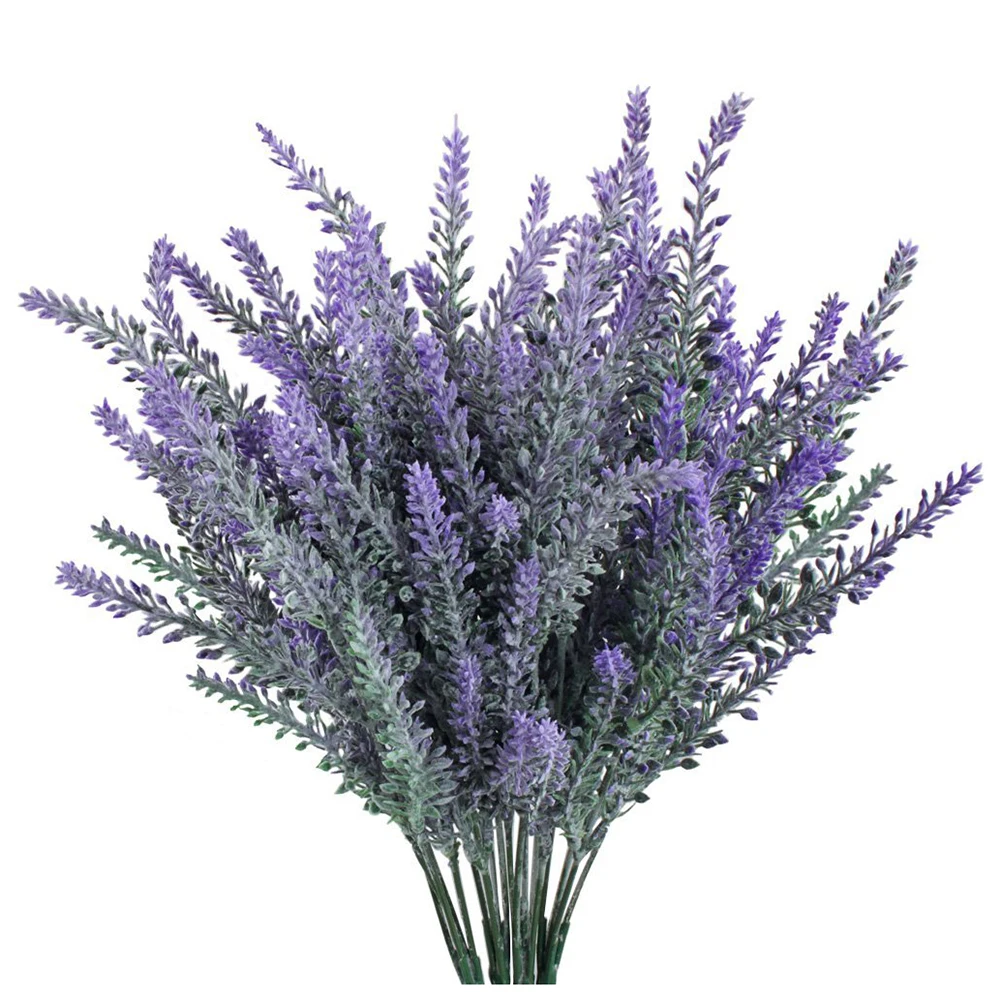 

Hot Sale 4pcs Artificial Plastic Lavender Bouquet in Purple Flowers Arrangements Bridal Home DIY Floor Garden Office Wedding D