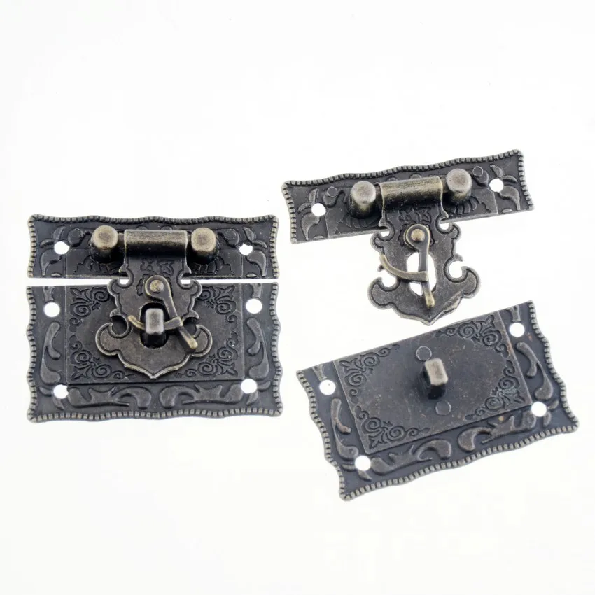 

Free-Shipping-1Set Jewelry Box Hasp Latch Lock Decorative Hasp Antique Bronze Pattern Carved 5.1cm x 2.9cm F1408