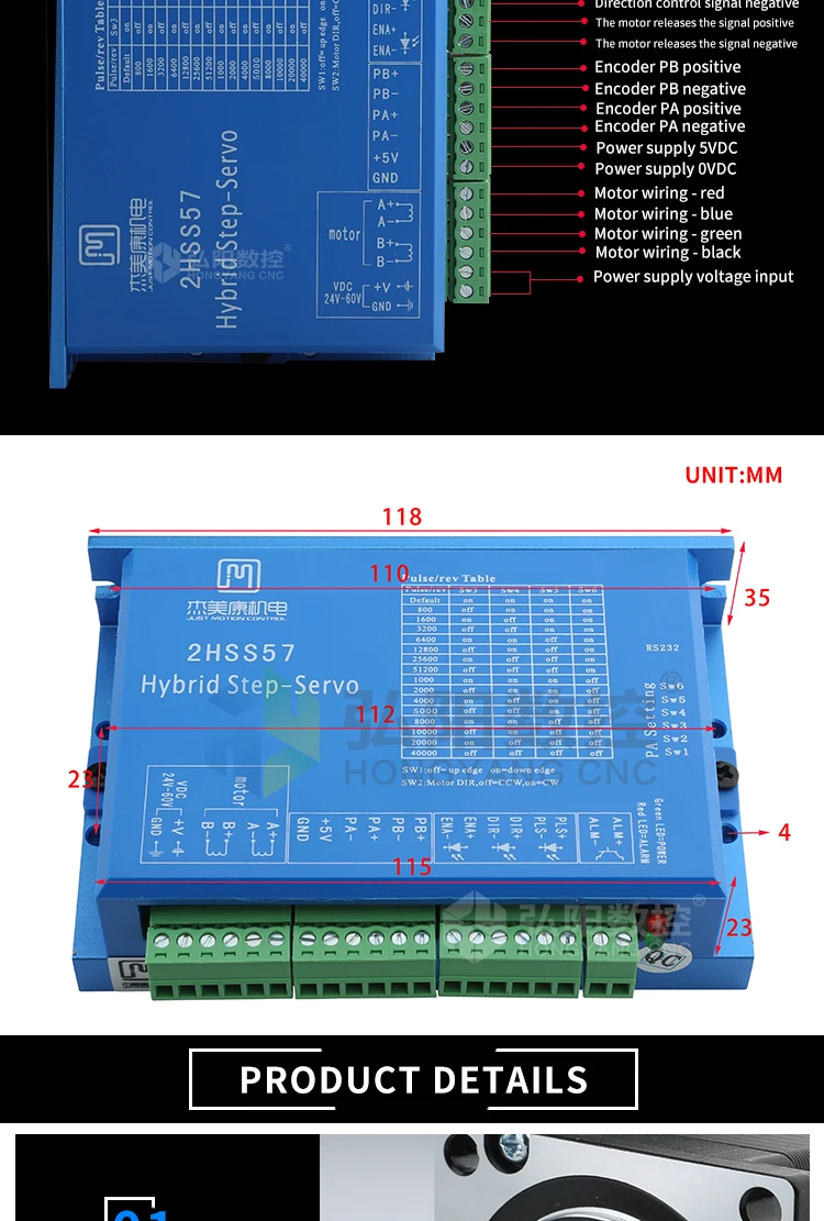 JMC 2HSS57 драйвер 57 закрытый цикл шаговый двигатель гибридный шаговый сервопривод набор драйверов